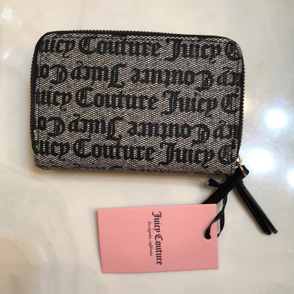 Juicy Couture Black Beige Eastside Westside Double Medium Zip Around Wallet NWT - Picture 8 of 16